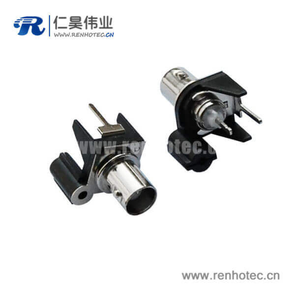 EB-001-0002 BNCpcb射频接插件50欧姆黑色塑胶外壳绝缘直式母头