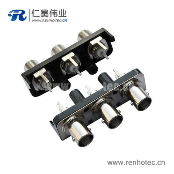 EB-001-0009 bnc1X3接插件黑色塑胶外壳直式接头
