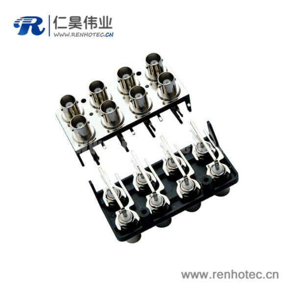 EB-001-0015 BNC接插件PCB板端rca 母头8同轴锌合金50欧姆弯式