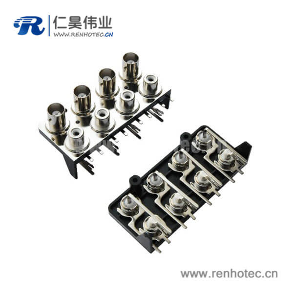EB-001-0018 BNC射频同轴多孔接插件带RCA弯式母头接pcb板