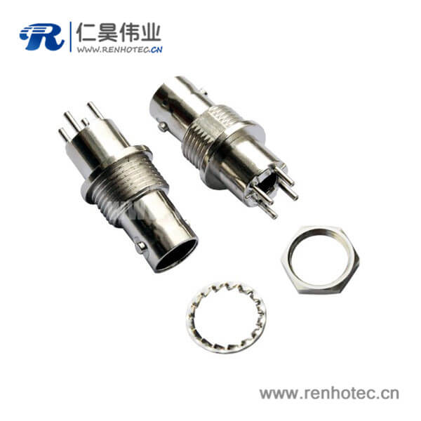 EB-001-0026 bnc同轴接插件直式穿墙 母头锌合金PCB板