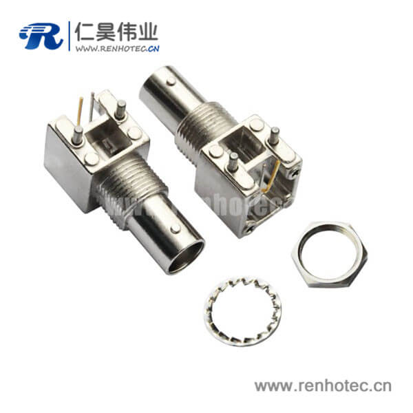 EB-001-0037 bnc型射频同轴接插件 弯式锌合金母头PCB板