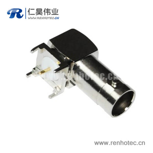 EB-001-0044 BNC弯式方形5引脚母头PCB板端高频同轴接插件