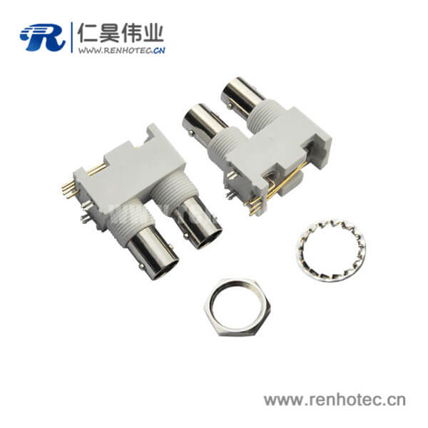 EB-001-0049 bnc接口白色塑胶外壳绝缘弯式母头PCB板端