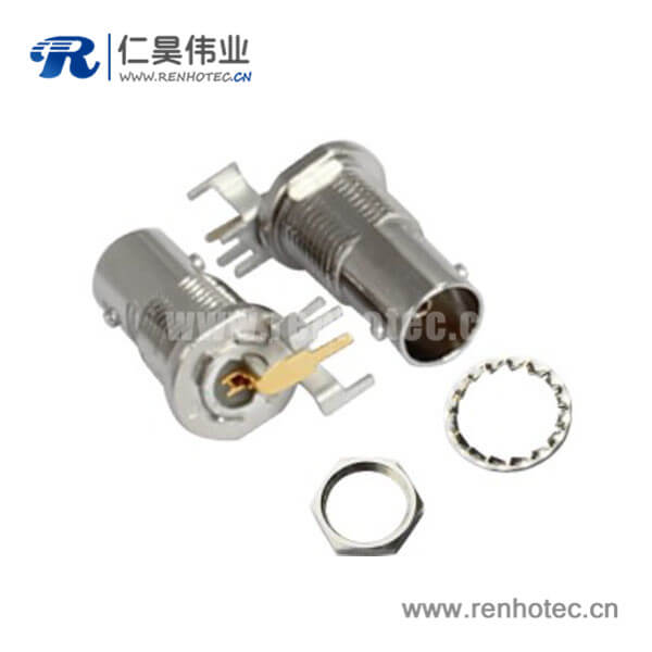 EB-001-0056 BNC接插件PCB板端弯式射频同轴穿墙锌合金