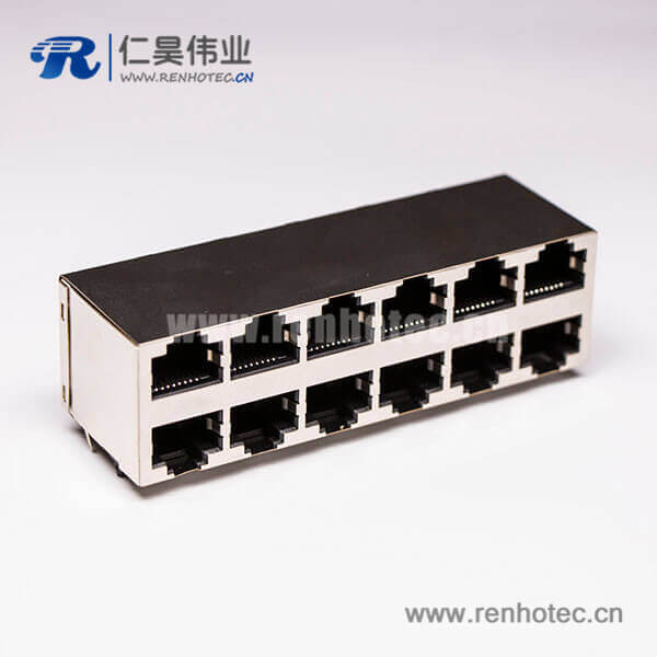 双排rj45接口12口母头2*6 带屏蔽不带灯