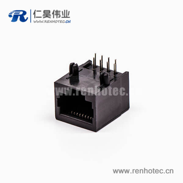 rj45母座接口8P8C黑色90度不带屏蔽不带灯接PCB板