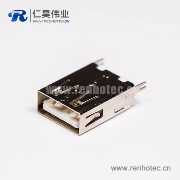 USB2.0插座直式母头卡板式接插件