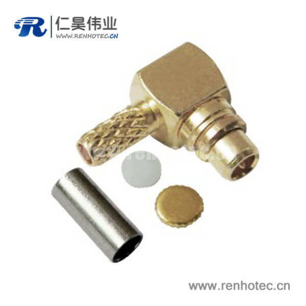 mmcx接插件公头弯式压接射频同轴线缆