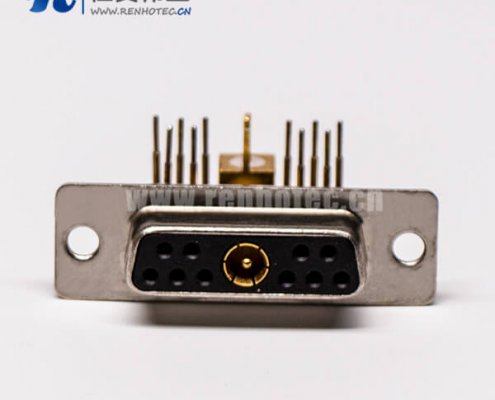 大电流db接插件射频弯式11W1焊板插孔接PCB板母座