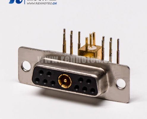 大电流db接插件射频弯式11W1焊板插孔接PCB板母座