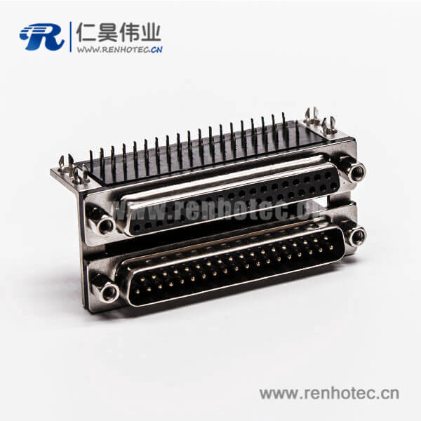 37针 D-Sub 孔型插座CD81型双层公对母弯式接插件接PCB板
