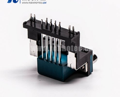 D-Sub接插件9针公对高架5.8铆锁黑胶接PCB板