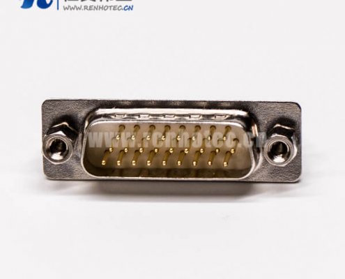 db26公头高密度接插件直式铆锁结构穿孔接PCB板