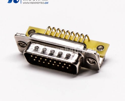 db26三排公头弯式金属支架铆锁插孔接PCB板式高密度接插件