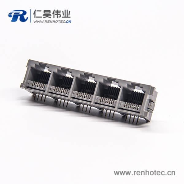 rj45模块接插件弯式1x5母座8p8c插板接PCB板不带屏蔽