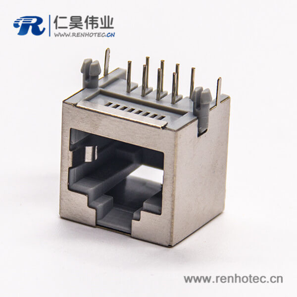 rj45接插件8p8c弯式插PCB板带屏蔽不带灯