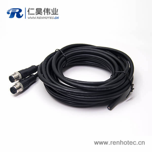 m12电缆插头双边直式8芯注塑线A型公头 m12电缆插头双边直式8芯注塑线A型公头