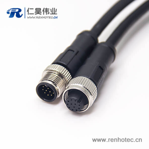 m12电缆接头A型180度公转母12芯传感器 m12电缆接头A型180度公转母12芯传感器