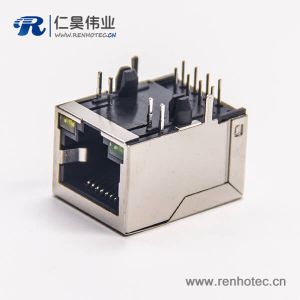 rj45接插件8p8c弯式带灯全屏蔽模块化接插件插板