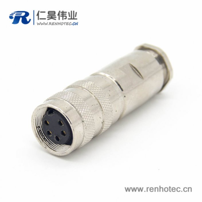 5芯工业插头接线 M16直式电缆母头接插件