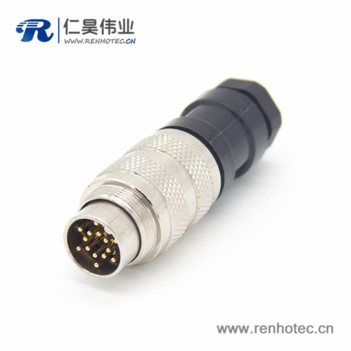 工业电缆插头 M16 14芯直式接线公头接插件