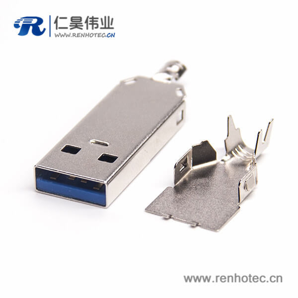 USB 3.0 A公沉板有柱1U'' 锡胶 SMT 1.95 L 18.7