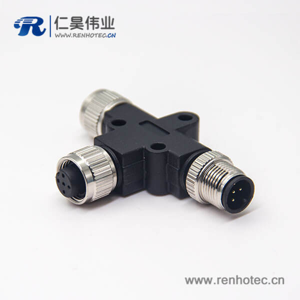 m12转接头两母转一公5pinT型 m12转接头两母转一公5pinT型