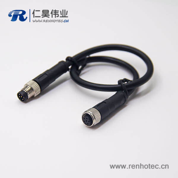 m86芯注塑线26AWG线长50厘米直式公对母A型焊线工业防水接插件 m86芯注塑线26AWG线长50厘米直式公对母A型焊线工业防水接插件