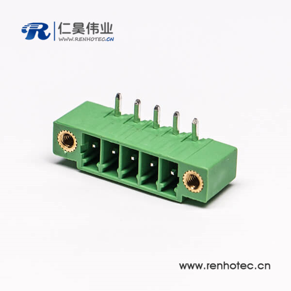 PCB四芯弯式面板安装绿色接线端子2孔法兰式接线端子排绿色
