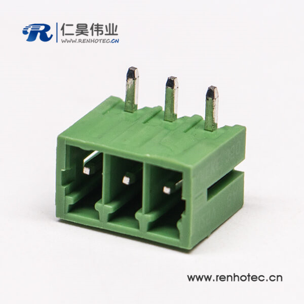 PCB绿色3芯弯式插拔式接线端子绿色接线端子座子