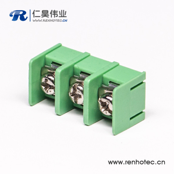 栅栏式3芯绿色直式接线端子插PCB板接插件