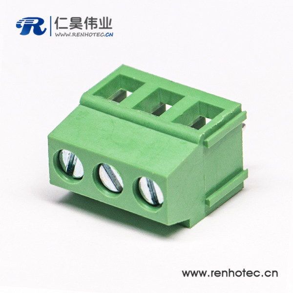 螺钉式直式3芯接PCB接线端子排板接插件绿色