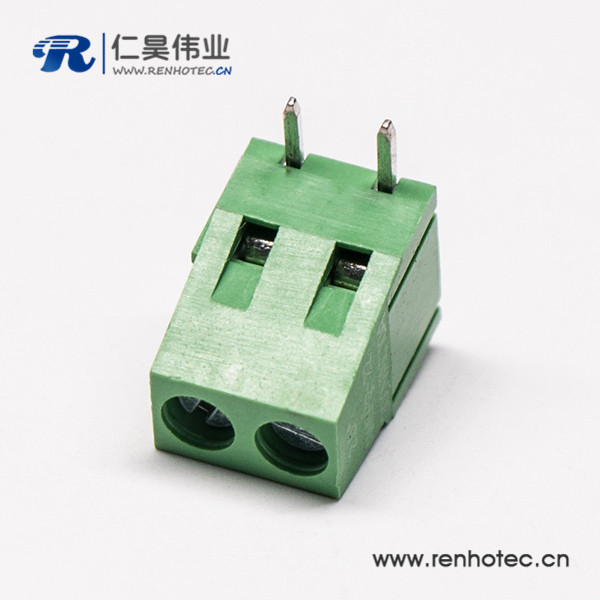 2芯接线端子螺钉式绿色弯式插PCB板端子接线