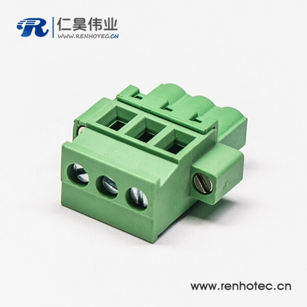 绿色插头插拔式端子三螺钉直式压接接线接插件