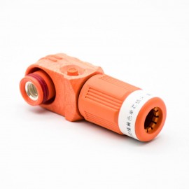 高压大电流IP67单芯塑料接插件8mm弯式插头200A接线橙色