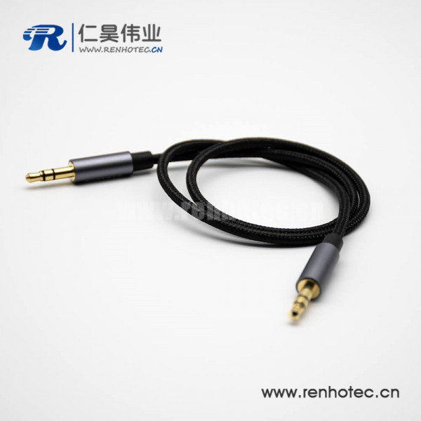 3极耳机插头直径3.5mm公转公直式3极黑色音频线0.5米-3米