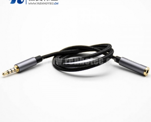 耳机4极公对母直式音频线黑色0.5米-3米