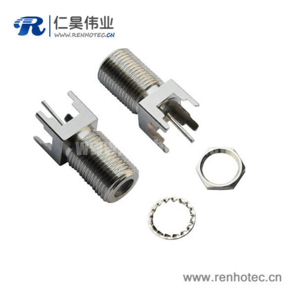 RHT-611-0006 f 型同轴射频接插件直式穿墙式75欧姆PCB板