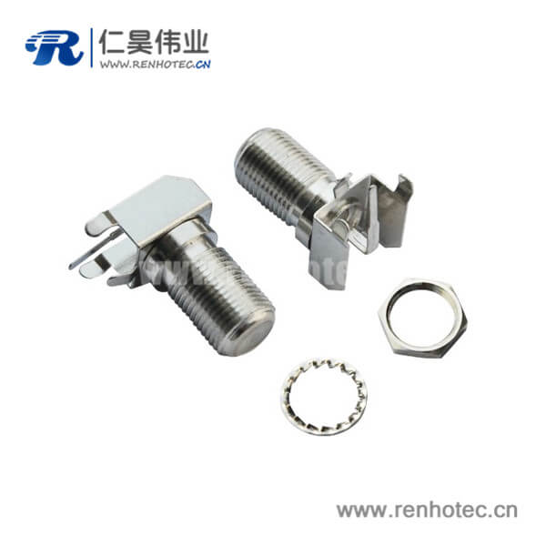 RHT-611-0007 F型射频同轴母头pcb板接插件穿墙支架式