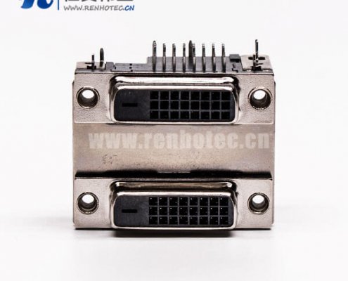 DVI24+1接插件双胞胎母头弯式鱼叉插PCB板接插件