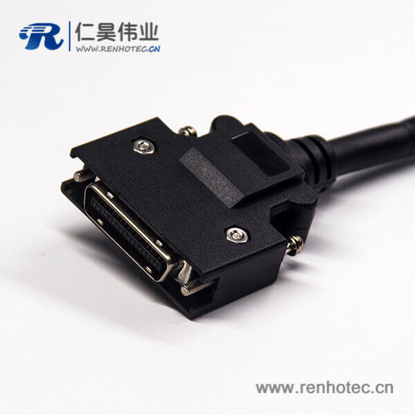SCSI芯HPCN型黑色塑胶壳公转公直式螺丝锁接双边线1米 SCSI芯HPCN型黑色塑胶壳公转公直式螺丝锁接双边线1米