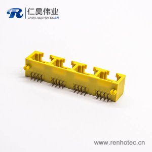 90度rj45网络模块化接插件黄色全塑外壳插板不带灯不带屏蔽 - jiechajian.net