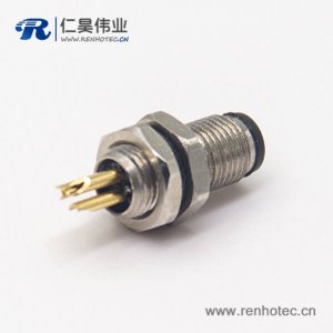 螺纹接头M5航空插座3pin焊线式防水板前安装接插件