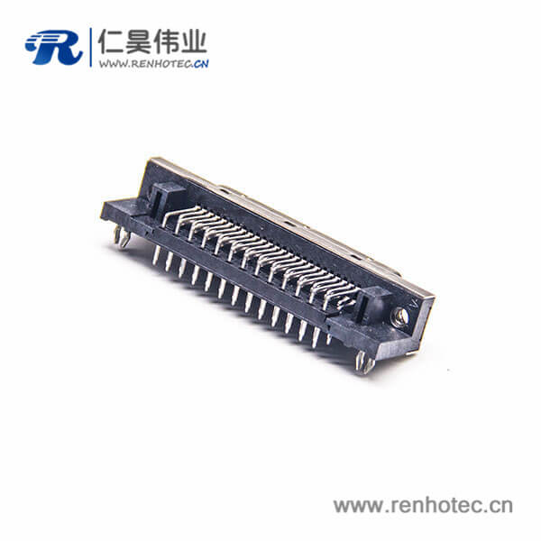 SCSI 插座HPCN型50芯母头弯式接插件插孔式PCB板安装 SCSI 插座HPCN型50芯母头弯式接插件插孔式PCB板安装