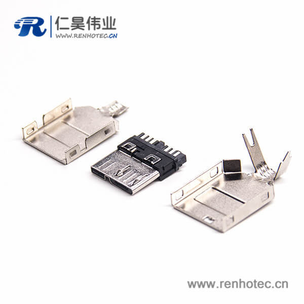 3.0 micro usb接插件公头焊线 9p三件套