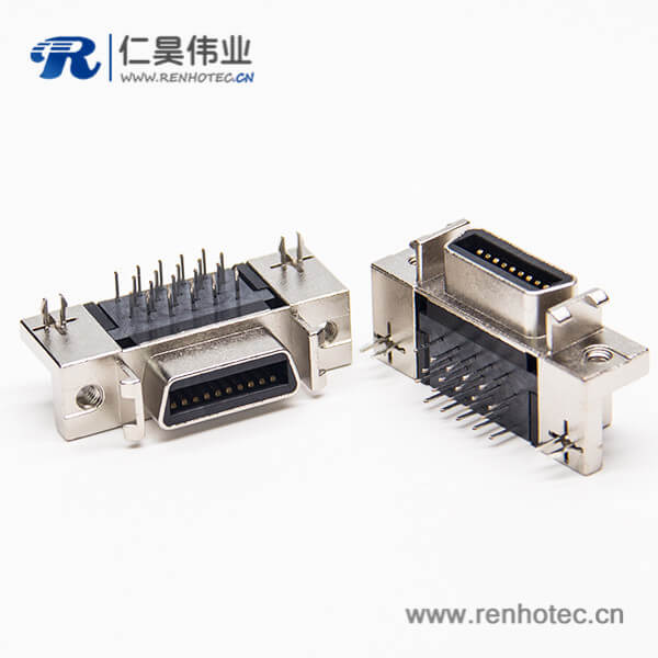 scsi母接插件20针90度铆锁式插PCB板带鱼叉脚 scsi母接插件20针90度铆锁式插PCB板带鱼叉脚
