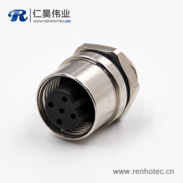 M125芯B型母头直式板端插座接线后锁板焊接式接插件 M125芯B型母头直式板端插座接线后锁板焊接式接插件
