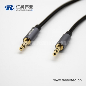 3极耳机插头直径3.5mm公转公直式3极黑色音频线0.5米-3米