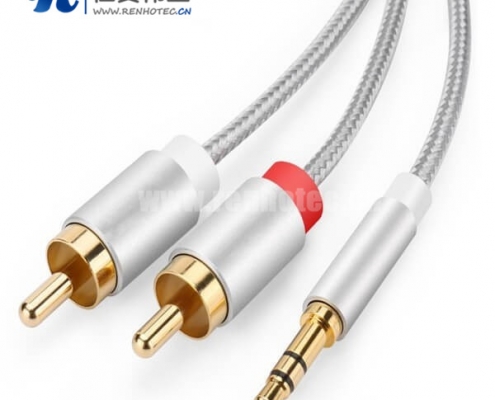铜壳RCA线3.5转2RCA双莲花线 铜壳RCA线3.5转2RCA双莲花线